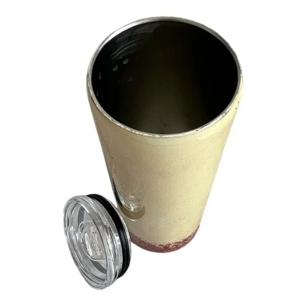 Red Cream Sparkling Glitter Tumbler There's No Place Like Home Lid 8.5